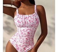 Damen Urlaubs Blumen Muster geraffter Einteiler Badeanzug S für Damen, Blumen Einteiler Damen Einteiler Badeanzug, gemusterter Einteiler Badeanzug, Ei