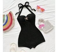 Damen Urlaubs Neckholder Schleife Einfarbig Strukturierter Jumpsuit, Strandparty