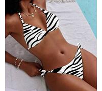 Damen Urlaubs-Strandanzug Bikini-Set mit Zebramuster