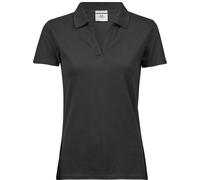 Damen V-Ausschnitt Luxury Stretch Piqué Polo (dark grey (solid) XXL)