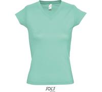 Damen V-Ausschnitt T-Shirt (mint L)