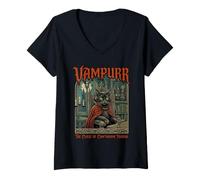 Damen Vampurr: Der Fluch von Cawthorne Manor, Gothic-Grafik T-Shirt mit V-Ausschnitt