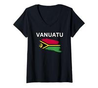 Damen Vanuatu-Flaggen-Design T-Shirt mit V-Ausschnitt