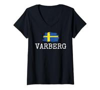 Damen Varberg Stadt Schweden Ferienstadt Schweden Schweden Damen Herren T-Shirt mit V-Ausschnitt