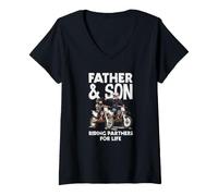 Damen Vater und Sohn Dirt Bike Riding Partner for Life T-Shirt mit V-Ausschnitt