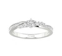 Damen Verlobungsring Ovalschliff Ring Rundschliff Versprechensring Schlicht Ring 925 Sterlingsilber Bandring Zirkonia Ewigkeitsring Bypass Ehering Modern Trauring Geschenk (Silber Rund, 52(16.5))