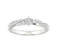 Damen Verlobungsring Ovalschliff Ring Rundschliff Versprechensring Schlicht Ring 925 Sterlingsilber Bandring Zirkonia Ewigkeitsring Bypass Ehering Modern Trauring Geschenk (Silber Rund, 57(18.1))