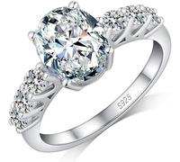 Damen Verlobungsring Silber 925 Mit Stein - Ehering Weißgold Breit Mit Diamant - Sterlingsilber Ring Größe 52