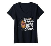 Damen Verschwenden Sie Nicht Ihre Zeit - Vintage Taschenuhr Jugendstil T-Shirt mit V-Ausschnitt