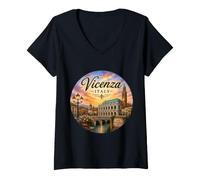 Damen Vicenza Italien Renaissance UNESCO, Basilika Palladiana T-Shirt mit V-Ausschnitt