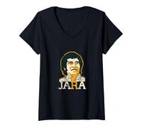 Damen Victor Jara - venceremos - Vintage Look T-Shirt mit V-Ausschnitt, Schwarz, L