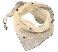 Damen Vintage bestickt Polka Dot Dreieckstuch leichte Seide Halstuch für französischen Stil Stirnband für Frühling Sommer Reisen Schwarz (Beige)