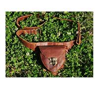 Damen Vintage Gürteltasche Mittelalter PU Leder Hüfttasche Verstellbare Outdoor Sport Knopftasche mit Niet Reißverschluss Herren und Damen Cosplay Kostüm Zubehör 2, Lapp Mittelalterlicher Stil