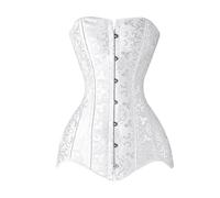 Damen Vintage Korsage Korsett Shapewear Push-Up Bauchweg Korsett Oberteil Damen, Bustier Lingerie, Korsett Top Gothic Vintage Corsagen (Weiß,XL)