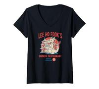 Damen Vintage Lee Ho Fook's Chinesisches Restaurant Soho London T-Shirt mit V-Ausschnitt