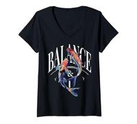 Damen Vintage Nishikigoi Fisch Koi Karpfen T-Shirt mit V-Ausschnitt