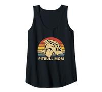 Damen Vintage Pitbull Mom | Happy Smiling Pitbull Mom on Sunset Tank Top