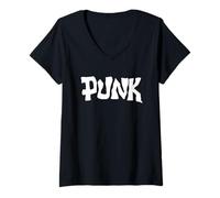 Damen Vintage Punk Retro Debbie 70er Jahre getragen von Musikikone 80er Rock T-Shirt mit V-Ausschnitt