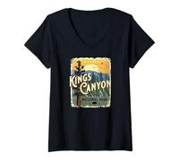 Damen Vintage-Souvenir im Kings-Canyon-Nationalpark, Kalifornien, USA T-Shirt mit V-Ausschnitt