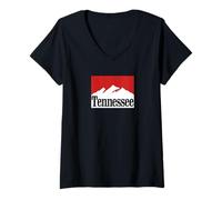 Damen Vintage Tennessee Retro 90er Jahre Street Style Mountain Grafik T-Shirt mit V-Ausschnitt