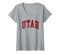 Damen Vintage Utah Herren Utah Frauen Retro UT Rot Grau Schwarz Tee Geschenk T-Shirt mit V-Ausschnitt