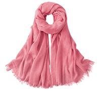 Damen Viskose Langer Schal Tuch Stola Halstuch Sonnenschutz Groß Strand Schultertuch Tuch Wickeln mit Fransen Super Weich Komfort für Sommer Frühling Herbst Einfach Basic 95×195cm - Rosa #B82