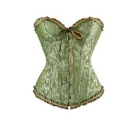 Damen Vollbrust Corsage Korsett Top Gothic Vintage Corsagen Bustier Corsette Oberteil (Grün, M