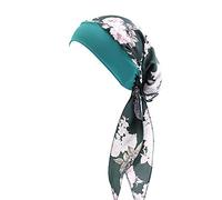 Damen Vorgebundenes Bandana für Haarausfall, Chemo Kopfbedeckung aus Baumwolle und Bambus für krebspatienten Armeegrün One Size