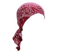 Damen Vorgebundenes Bandana für Haarausfall, Chemo Kopfbedeckung aus Baumwolle und Bambus für krebspatienten Rot One Size