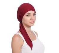 Damen Vorgebundenes Bandana für Haarausfall, Chemo Kopfbedeckung aus Baumwolle und Bambus für krebspatienten Wein One Size