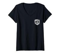 Damen Wednesday Season 2 Ophelia Left Pocket Retro White Logo T-Shirt mit V-Ausschnitt
