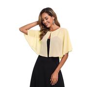 Damen Weiche Chiffon Spitze Capelets für Frauen Schals und Wraps für Abendkleid Hochzeit Cape Bole Cover Up, gelb, Einheitsgröße