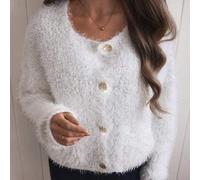 Damen Weicher, glänzender Garn Langarm Strickjacke Pullover, Herbst/Winter