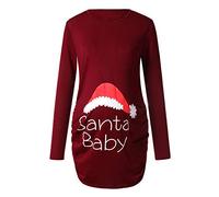 Damen Weihnachten Druck Langarm Schwanger T-Shirt Umstandsshirt Umstandstop Schwangerschaft, Maternity Umstandsmode T-Shirt Langarm Shirt Umstandsshirt Umstands Shirt Top Pullover
