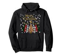 Damen Weihnachten Leopard Buffalo Plaid Merry Christmas Pullover Hoodie