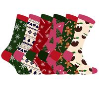 Damen Weihnachten Socken | Socken Snob | Damen bunte Neuheit Design Weihnachten Socken | Geschenk für Sie - 6 Pack EU 37 - 42