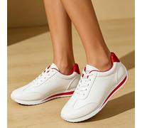 Damen Weiße Freizeit-Sneaker Leichte Schnürschuhe Wanderschuhe rutschfeste Bequeme Mode Sneakers für Tägliche Arbeitskleidung, Rot/Ausflug, einfarbig (Getaway Solids), 37 EU
