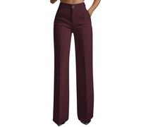 Damen Weite Hosen Lose Lässig Gerade Palazzo Hose Hohe Taille Elegant Business Anzughose Damen mit Tasche Palazzo Hose Straight Leg Damenhosen Business Outfit Bundfaltenhose Bootcut Stoffhosen