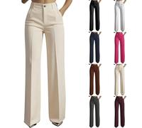 Damen Weite Hosen Lose Lässig Gerade Palazzo Hose Hohe Taille Elegant Business Anzughose Damen mit Tasche Palazzo Hose Straight Leg Damenhosen Business Outfit Bundfaltenhose Bootcut Stoffhosen