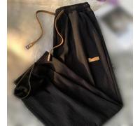Damen Weite Strickhose mit Kordelzug, Gerade Geschnittene Hose aus Polyester, Bequeme Freizeithose für Urlaub und Alltag, Einfarbig, Regular Fit, M-3XL(M Black)