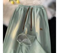 Damen Weite Strickhose mit Kordelzug, Gerade Geschnittene Hose aus Polyester, Bequeme Freizeithose für Urlaub und Alltag, Einfarbig, Regular Fit, M-3XL(M Green)