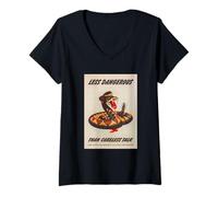 Damen Weniger gefährlich als unvorsichtiges Gerede (Propagandaplakat aus dem Zweiten Weltkrieg) T-Shirt mit V-Ausschnitt
