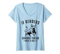 Damen Wenn die Geschlechter Dich verwirren, Melk einen Bullen, Alter Bulle, lustig T-Shirt mit V-Ausschnitt