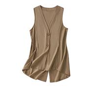 Damen Weste Aus Baumwolle Und Leinen, Trendige Denim Weste, Ärmellos Strickjacken Lässig Stilvoll, Sonderangebot Cardigan Leicht Und Atmungsaktiv, Übergangsjacke Weich Bequem, Blouson Hochwertig