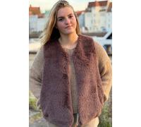 Damen Weste aus Kunstfell - OneSize braun - Strukturierte Felloptik im Naturlook