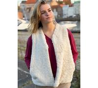 Damen Weste aus Kunstfell - OneSize creme - Strukturierte Felloptik im Naturlook