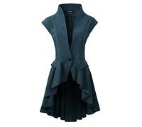 Damen Weste, Gothic, Steampunk-Schwanz, lang, viktorianischer Wasserfall-Stil, Jacke, Grün, 10
