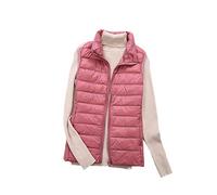 Damen Weste mit Stehkragen,Verstaubare Leichte Puffer Weste Jacke Bodywarmer Steppweste Gesteppt Daunenweste Outdoor Winterweste Gilet Jacke,Ärmellose Kurze Daunenjacke Mikro-Daunen-Weste Rosa XXL