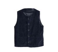 Damen Weste Retro Lose Cord Frühling und Herbst Casual Ärmellos Weste, marineblau, 50