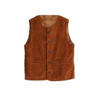 Damen Weste Retro Lose Cord Frühling und Herbst Casual Ärmellos Weste, weiß, 48